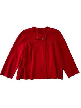 Retro mod crop cardigan blazer knit red buttons feminine medium shrug sweater